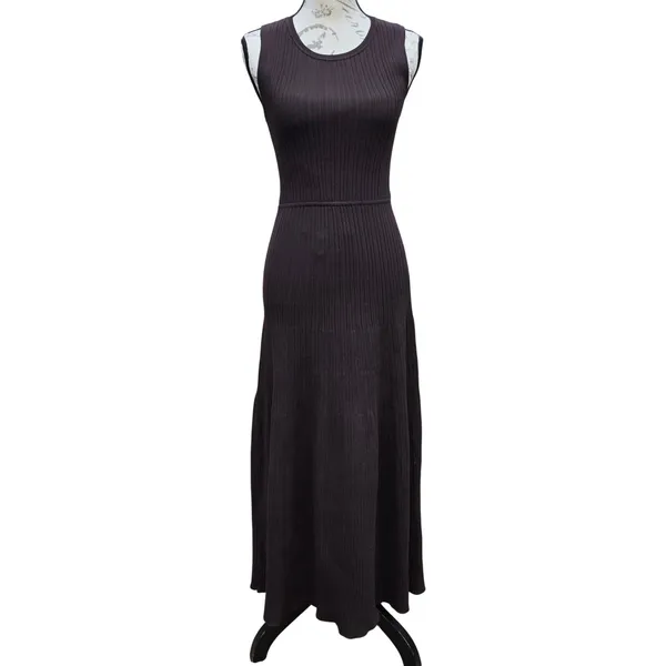 Z SUPPLY NWT Elba Midi Dress Brown Ribbed Knit Sleeveless Crew Neck Small - Image 2
