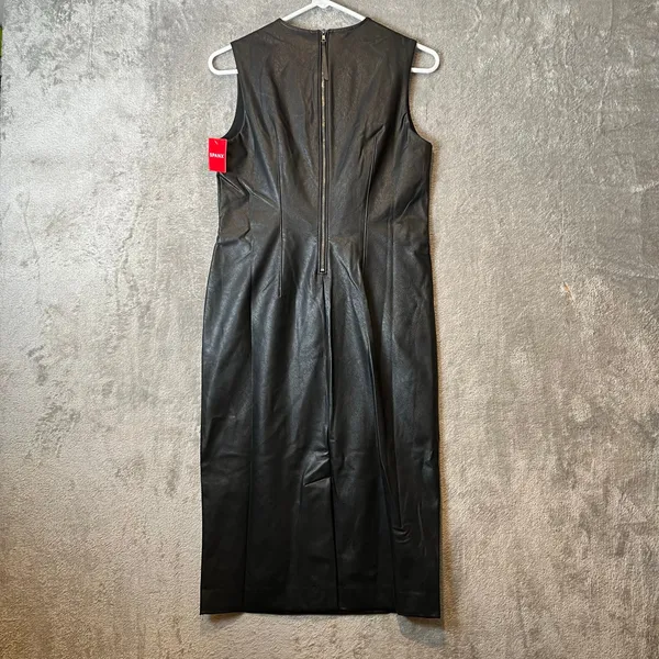 Spanx Leather Like Sleeveless Sheath Dress‎ Luxe Black 20392R Size Small - Image 4
