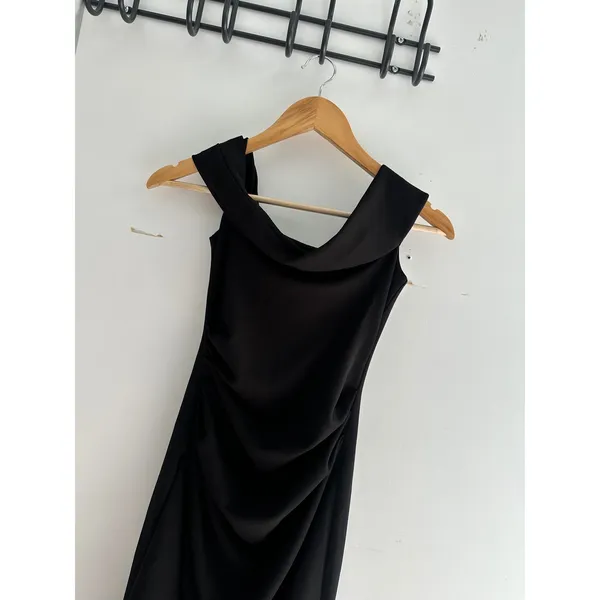 Babyboo Joyce Maxi Dress Black Off Shoulder Ruched Formal Gown XS NWT - Image 7