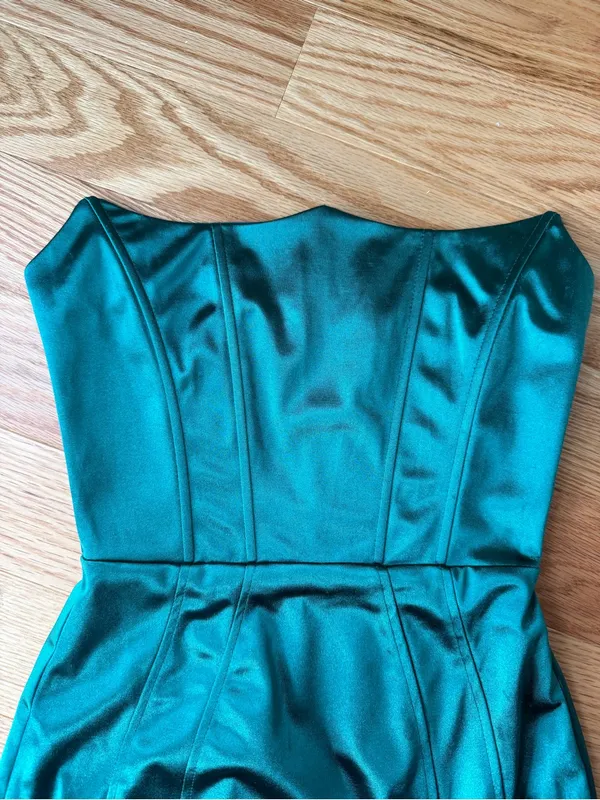 NWT Superdown Revolve Teal Satin Corset Mini Dress XS Homecoming Semi Formal - Image 9