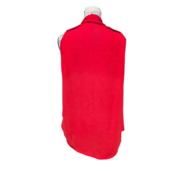 Mango MNG Suit Collection Red Draped Surplice Sleeveless Blouse Top Small‎ - Image 5