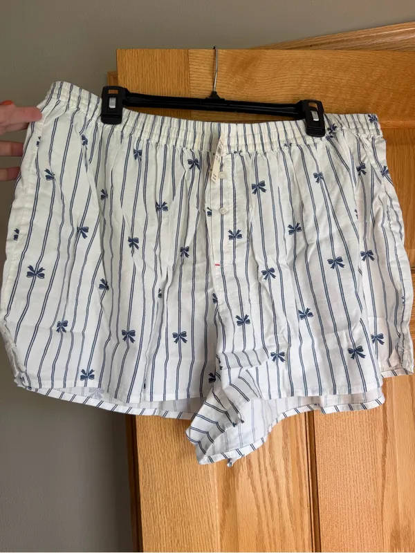 Aerie Flannel Girl Boxer Pajama Lounge Shorts Striped Bow Print NWT Size XXL - Image 2