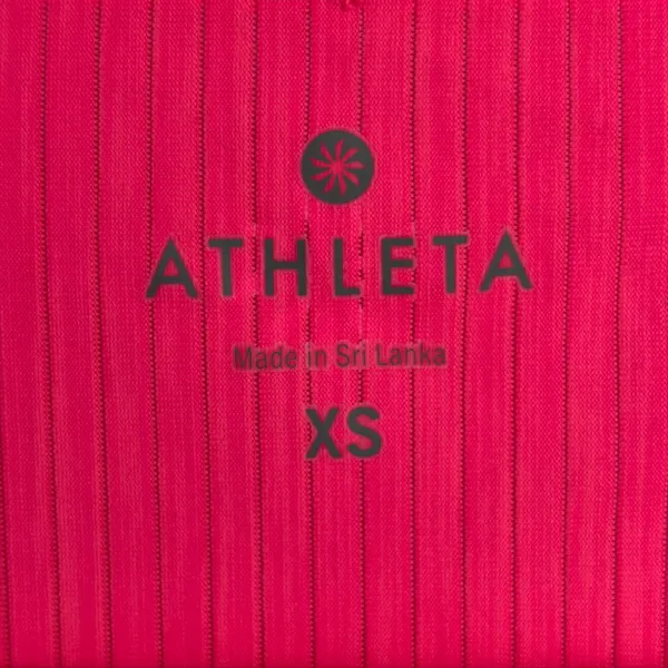 Athleta Womens Neon Pink Striped Long Sleeve Athletic Top XS‎ Scoop Neck Workout - Image 3