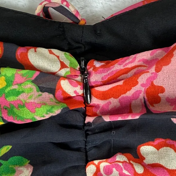 Runaway the Label Floral Ruched Cut Out Mini Dress Black Pink US 4 S - Image 11