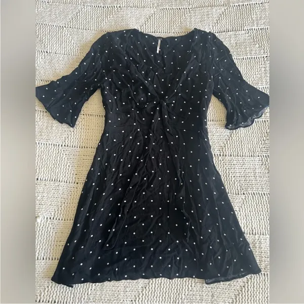 Free people all yours polka‎ dot black dress 2 - Image 2