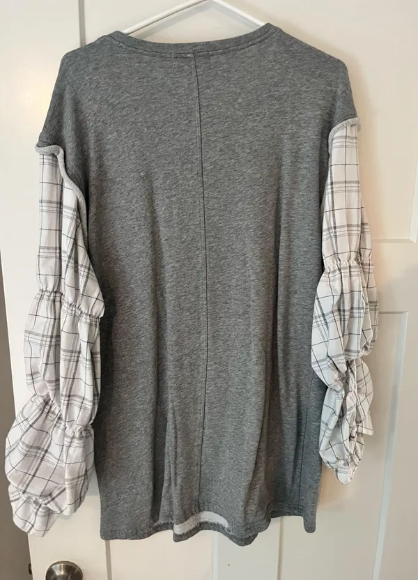 Sweatshirt Dress with Puff Sleeves - Image 3