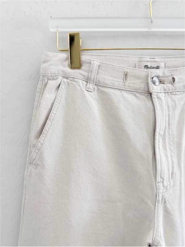 Madewell Ultimate Wide Leg Pant Cream Vintage Canvas Airy Denim NZ211 Size 28 - Image 9