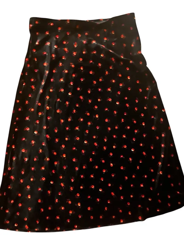 LOFT Black Midi Skirt with Red Polka Floral Dot - Image 2