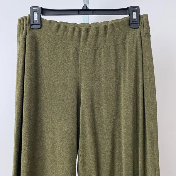 Eileen Fisher Relaxed Lagenlook Wide Leg Pull On Pant Medium‎ Green Olive - Image 2