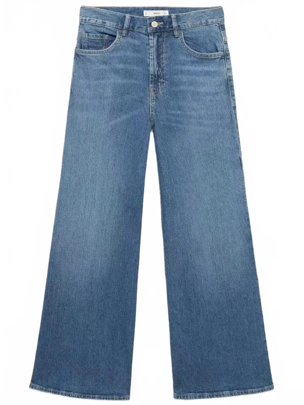Mango High-Waisted WideLeg Jeans NWT Elise Medium Blue Size 14 (EUR 46) - Image 8