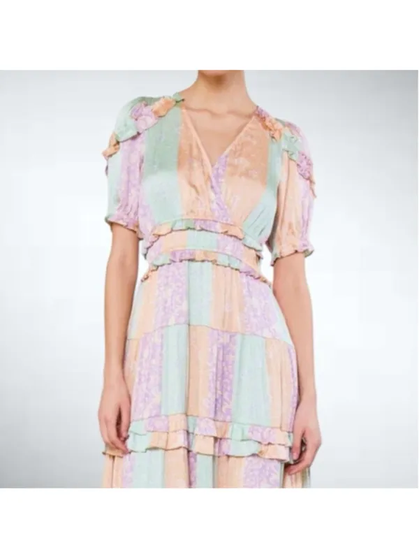 Size S Anthropologie Current Air Color Block Floral Midi Dress - Image 3