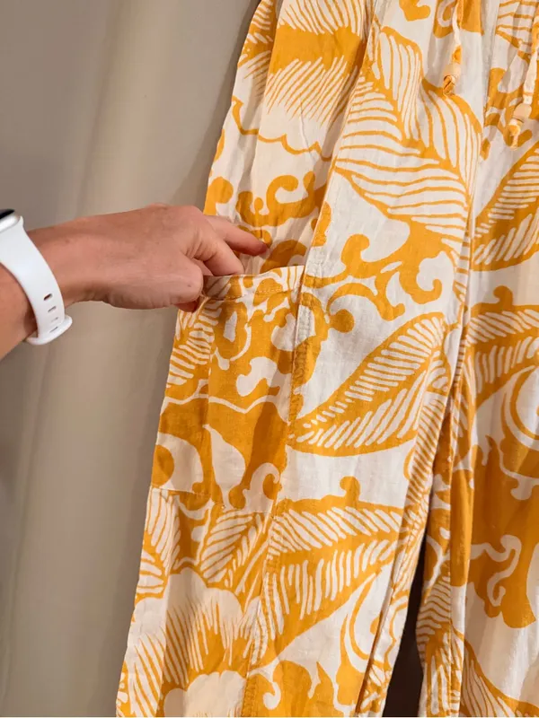 Haute Hippie Yellow & White Printed Relaxed Capris - Image 2