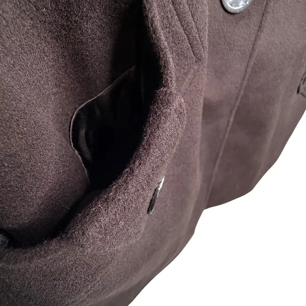 Kristen Blake Single Breasted Fine Australian Wool Button Pea Coat Brown S 6 - Image 7