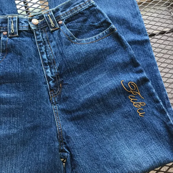Amazing Y2k Nwt Blue Dark Wash Fubu Embroidered Denim Jeans - Image 6