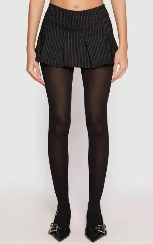 NWT Women’s Almost Famous Black Striped Mini Skort - Image 4