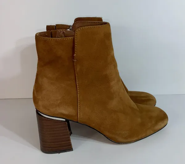 ALDO Gwulia suede ankle Boots Side Zip Block Heel Tan Womens Size 7.5 - Image 6