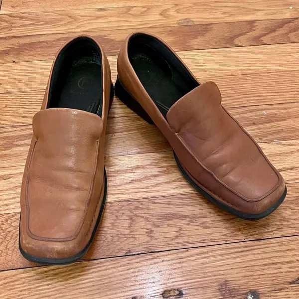 Rockport Women's Brown Leather Square Toe Loafers Size 7M Slip On Workwear - Image 2