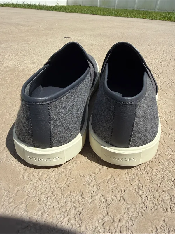 Vince Dark Gray Wool Slip-On Loafers sneakers with Cream Sole - Image 4