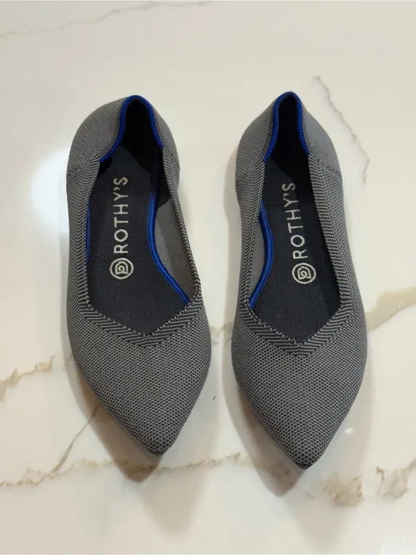 Rothy's The Point Cloud Grey Birdseye Pointed Toe Flat Size W8.5 - Image 11