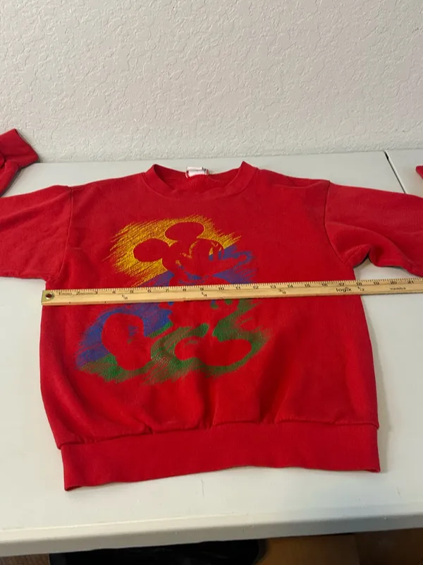 Vintage 90s USA Disney Designs Red Sweatshirt Mickey Mouse Cotton Blend Size S/M - Image 5
