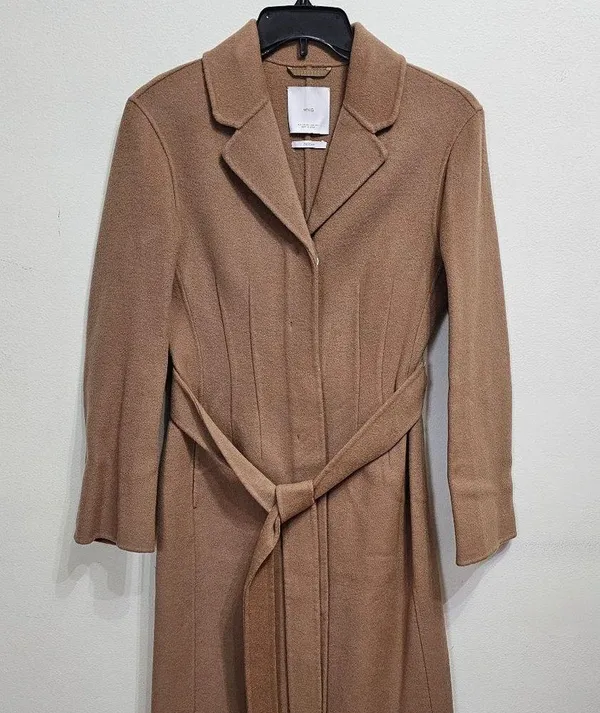 Mango Wool coat with handmade belt Medium Brown Women's Size XS 57006721 - Image 5