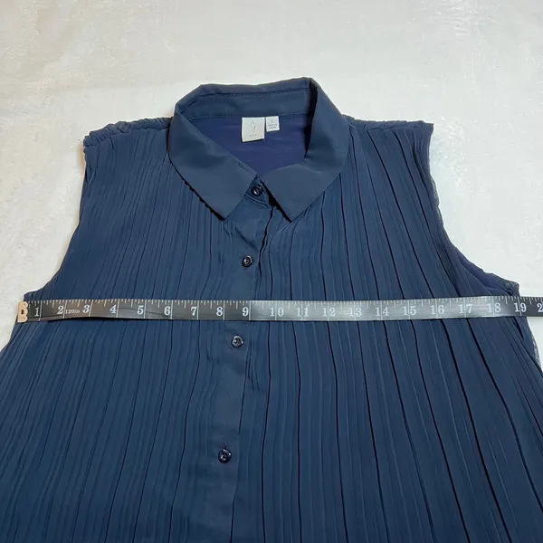 Joie Sleeveless Pleat Mini Button Up Shirt Dress Size L Casual Preppy Classic - Image 9