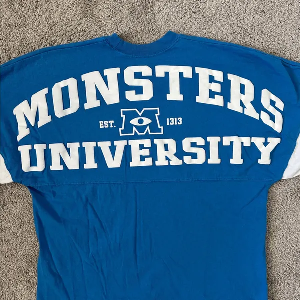 DISNEY Spirit Jersey Monsters University MU Oversized Long Sleeve Shirt Sz. S - Image 6