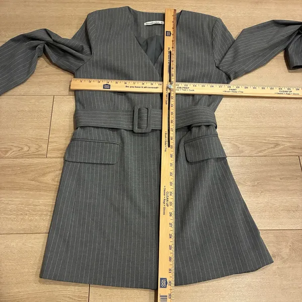 Abercrombie & Fitch Gray Pinstripe Mini Dress with Belt - Image 3