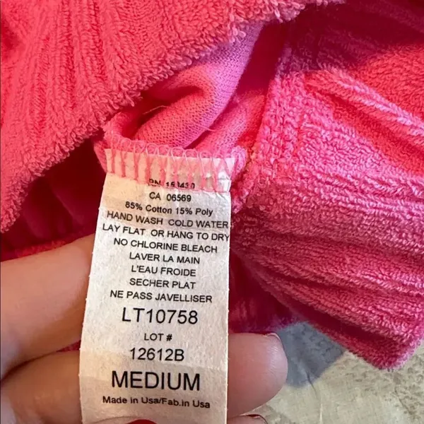 Elan Pink Terry Cloth Bubble Hem Top Size M NWT Short Sleeve Elastic Waist - Image 5