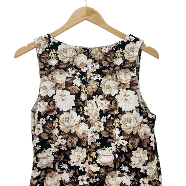 Abercrombie & Fitch Floral Linen Blend Mini Dress Brown Beige Roses Size Small - Image 11