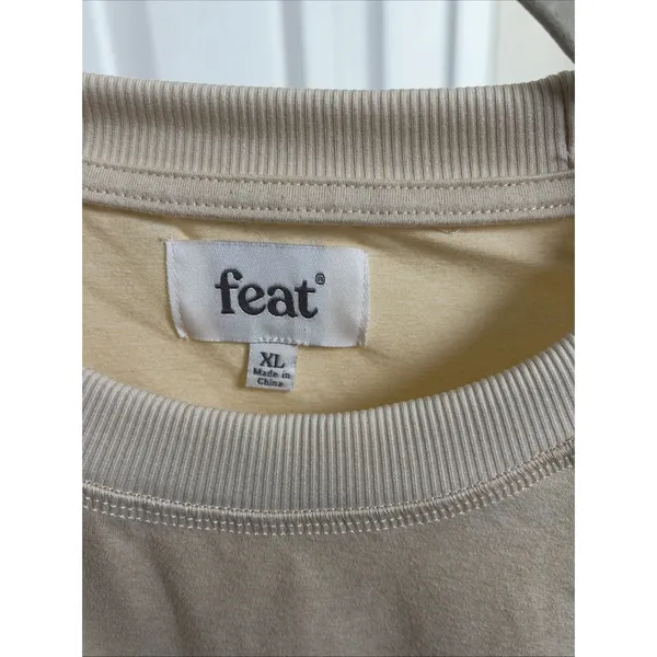 Feat Blanket Blend Crewneck Sweatshirt Womens Size XL Cream Tan Pullover Soft - Image 3