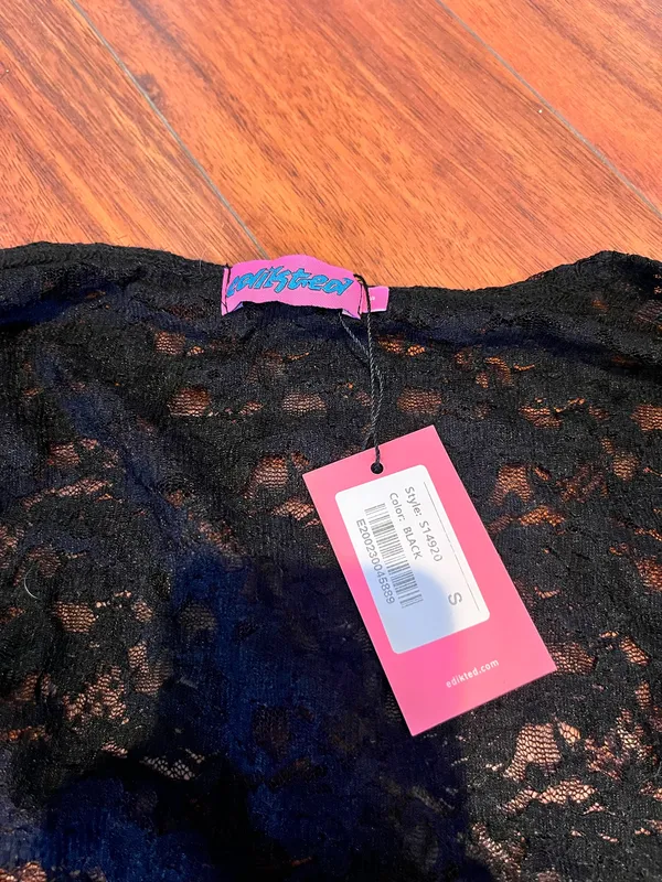 New with tags Edikted black lace long sleeve bodysuit s - Image 2