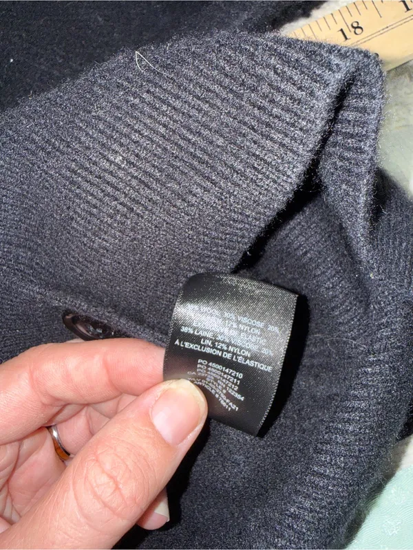 Babaton Black Chunky Wool Blend Button-Front Cardigan XS - Image 4