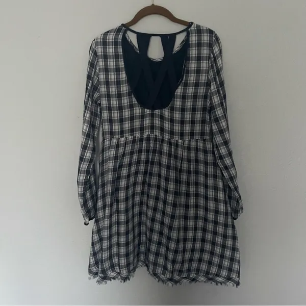 Paper Crane Navy Plaid Mini Dress NWT - Image 4
