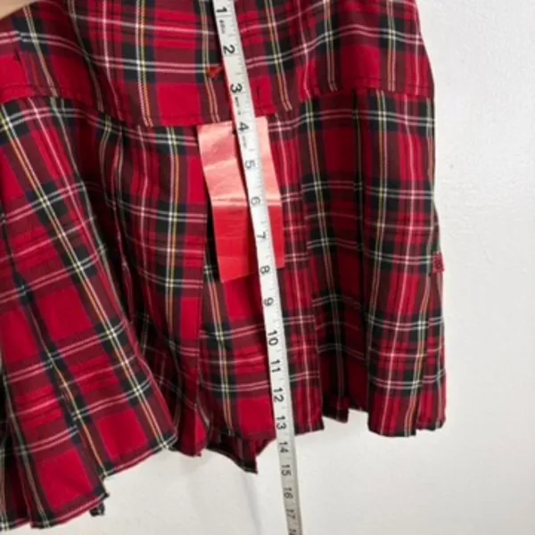 Royal Bones Red Plaid Suspender Mini Skirt Goth Punk Grunge Pleated NWT Size L - Image 8