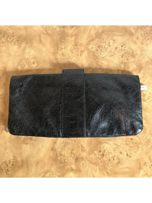 Vintage HOBO International Black Leather Foldover Clutch Wallet Organizer Purse - Image 4