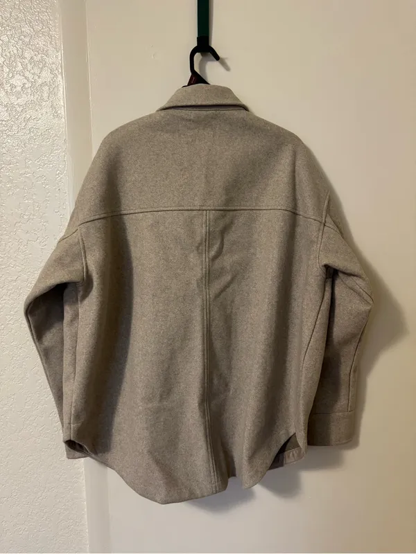 CALIA Oatmeal Heather Patch Pocket Shacket Size XL Tan - Image 5