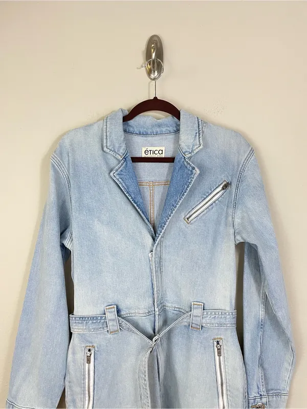 Etica Aurora Moto Denim Mini Dress Size Large‎ - Image 5