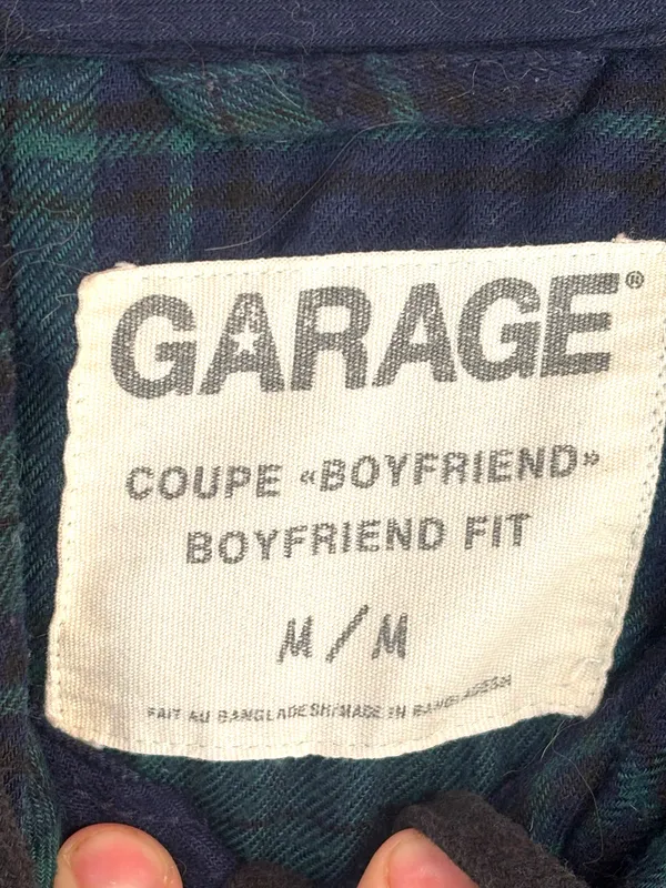 Garage Women's Medium Blackwatch Plaid Flannel Hooded Boyfriend Fit Shacket - Image 8