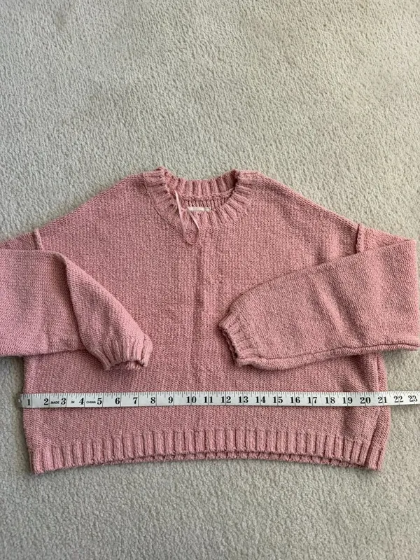 Billabong Shades Cotton Blend Crop Sweater in M (light pink, boxy/cropped fit) - Image 2