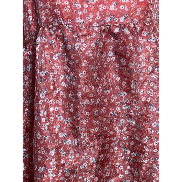 Altar'd‎ State Burgundy Floral Babydoll Mini Dress Square Neck Long Sleeve L - Image 2