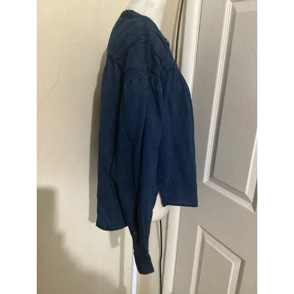 Pilcro Chambray Quarter Button Long Sleeve Chambray Blouse XS - Image 2