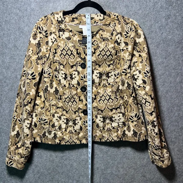 Charter Club Tan Black Paisley Corduroy Button Up Jacket‎ Size M Tapestry Damask - Image 4