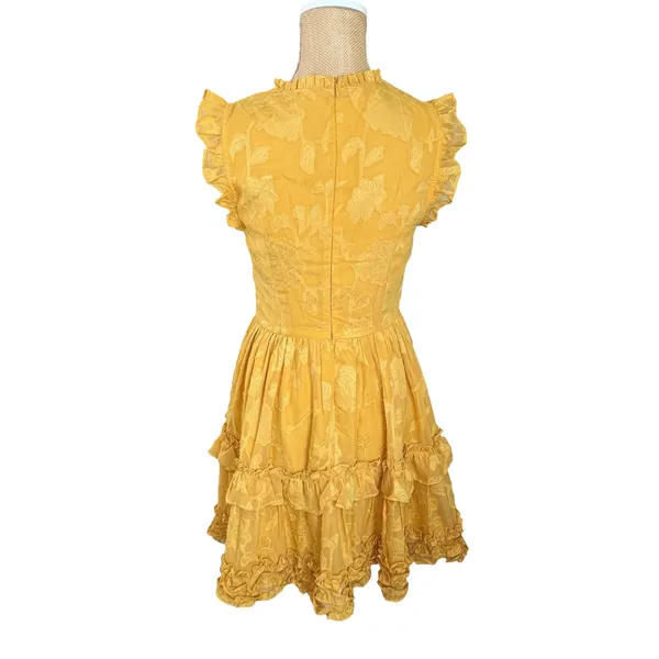 Lulus Women's‎ XS Yellow Floral Ruffle Sleeveless Mini Dress - Image 5