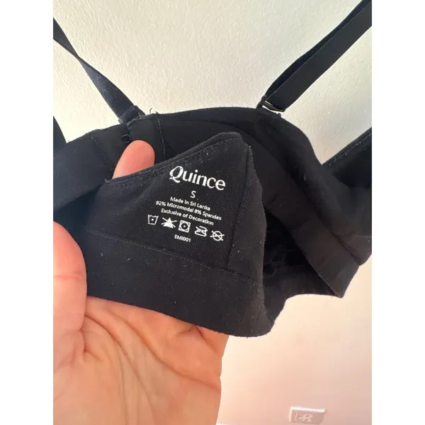 Quince‎ Black Micromodal Bralette Small Adjustable Straps Wireless - Image 3