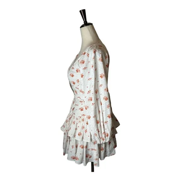 Maia Bergman Floral Wrap Dress Women XS‎ White Boho Ines Boho Cottagecore Mini - Image 8