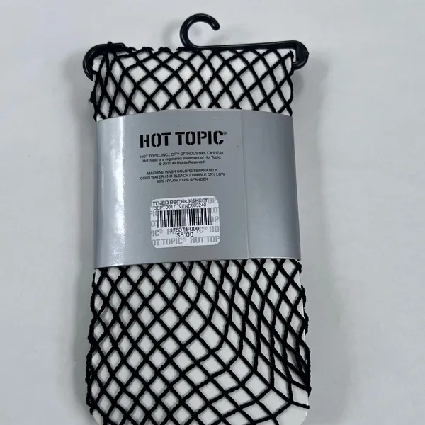 Tights 1 each: Hot Topic Black Fishnets, Hue Control Top Sheer Cable Black SZ 1 - Image 5
