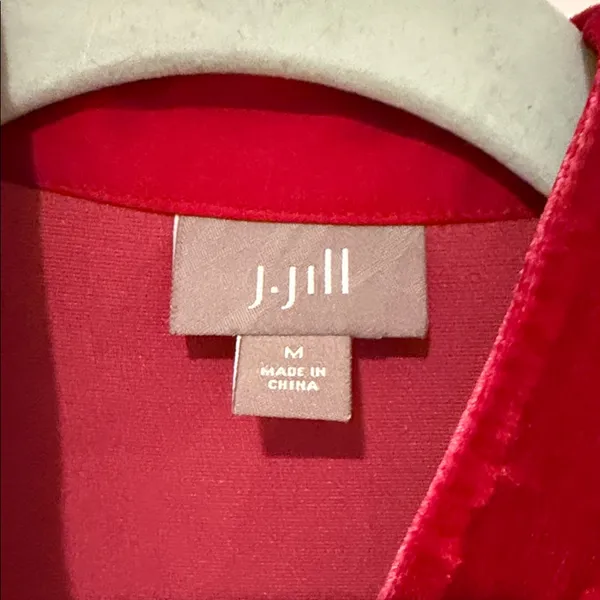 J. Jill Rich Red Velvet Button Down Shirt medium‎ - Image 3