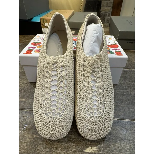 New Jeffrey Campbell Nantucket Knit Crochet Flats in Cream Ivory Womens Size 10M - Image 2