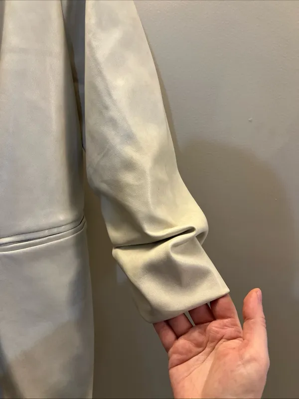 bagatelle Cream Vegan Leather Blazer Jacket - Image 7